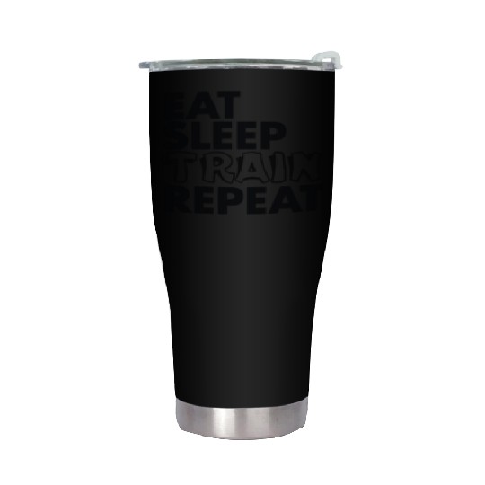 eat sleep train repeat Stainless Steel Tumblers