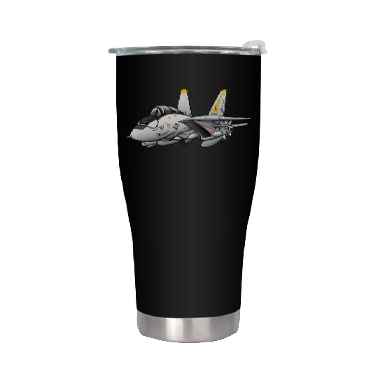 F-14 Tomcat Military Fighter Jet Aircraft Cartoon Stainless Steel Tumblers