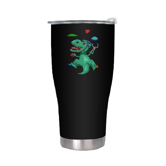 Funny T-Rex Bouldering and Rock Climbing Gift Stainless Steel Tumblers