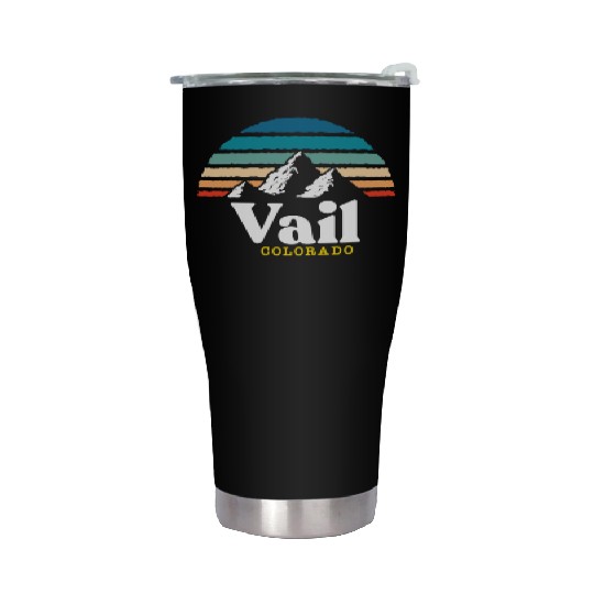 Vail Colorado Usa Ski Resort 1980S Retro Gift Stainless Steel Tumblers