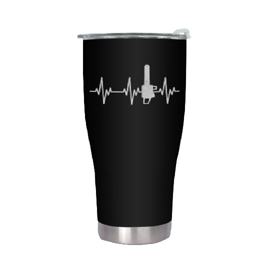 Chainsaw Heartbeat Lumberjack EKG Tree Work Stainless Steel Tumblers