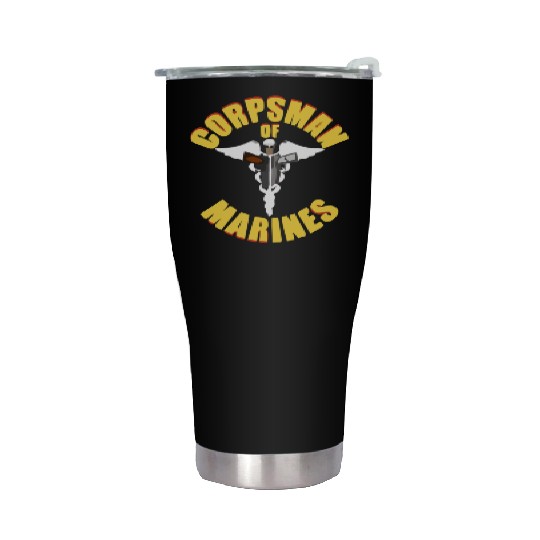 Us Navy Corpsman 8404 Fmf Veteran Front & Back Des Stainless Steel Tumblers