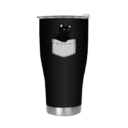 Black Cat In A Pocket Stainless Steel Tumblers