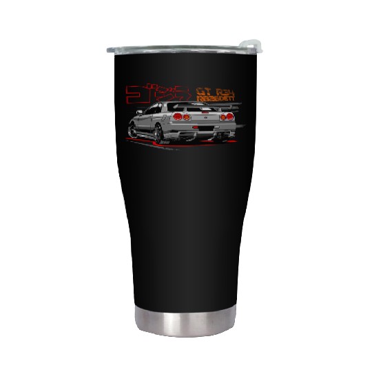 Nissan GTR 34 Grey back Stainless Steel Tumblers