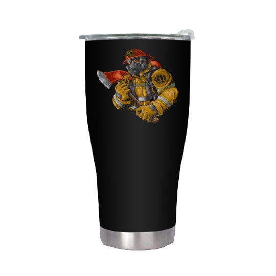 firefighter fire brigade fire station blueish use Stainless Steel Tumblers