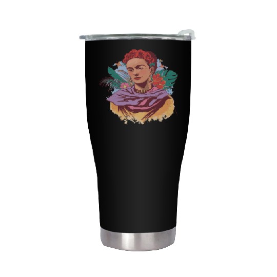 FRIDA KAHLO COLOR PORTRAIT Stainless Steel Tumblers
