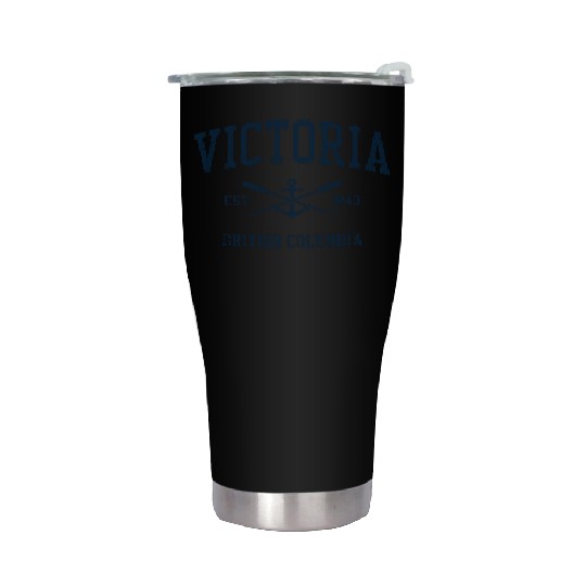 Victoria BC Vintage Navy Crossed Oars & Boat Ancho Stainless Steel Tumblers