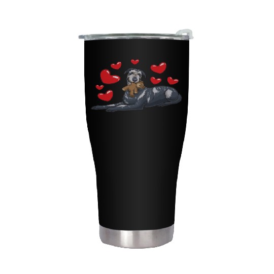 Irish Wolfhound Dog With Stuffed Animal Stainless Steel Tumblers