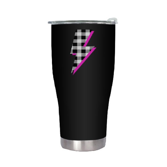 Buffalo Plaid Lightning Bolt Pink Shadow Graphic P Stainless Steel Tumblers