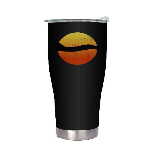 F-14 Tomcat Silhouette Retro Sunset Military F14 Stainless Steel Tumblers