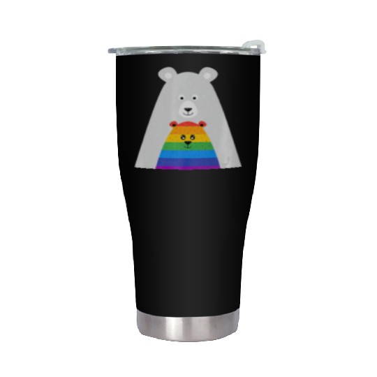 Gay Pride Mama and Baby Bear Gift Lesbian Son Stainless Steel Tumblers