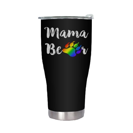 Lesbian Mama Bear Gay Pride Rainbow Paw LGBT Stainless Steel Tumblers