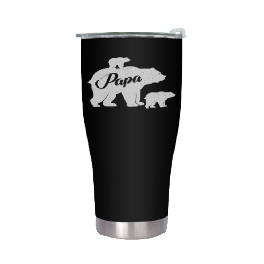 Papabear Baby Newborn Twin Dad Bear Papabear Stainless Steel Tumblers