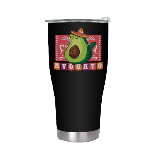 AVOGATO " AVOCADO CAT MEXICAN " Stainless Steel Tumblers