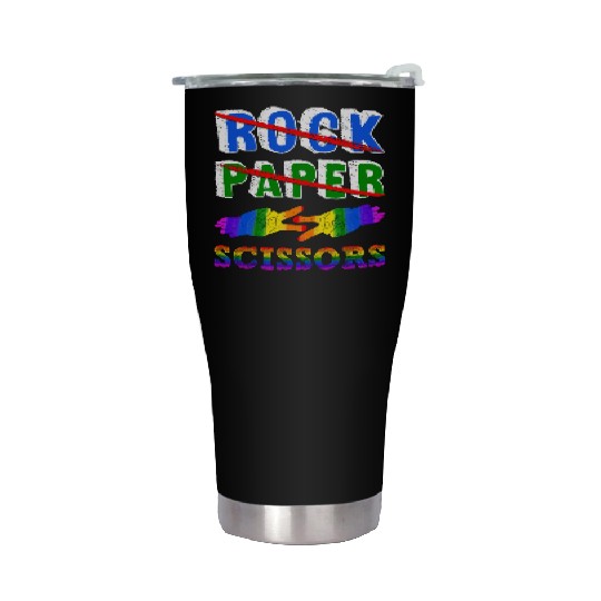 Rock Paper Scissors Lesbian Couple LGBTQ Pride Mon Stainless Steel Tumblers
