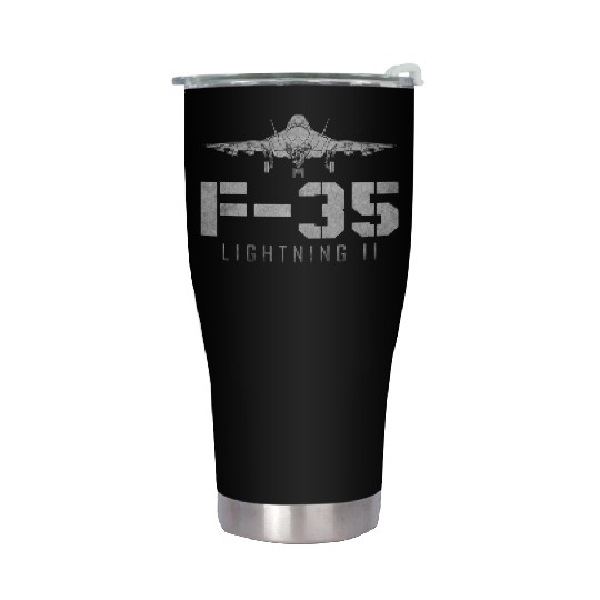 F 35 Lightning II US Airborne Fighter Pilot Stainless Steel Tumblers