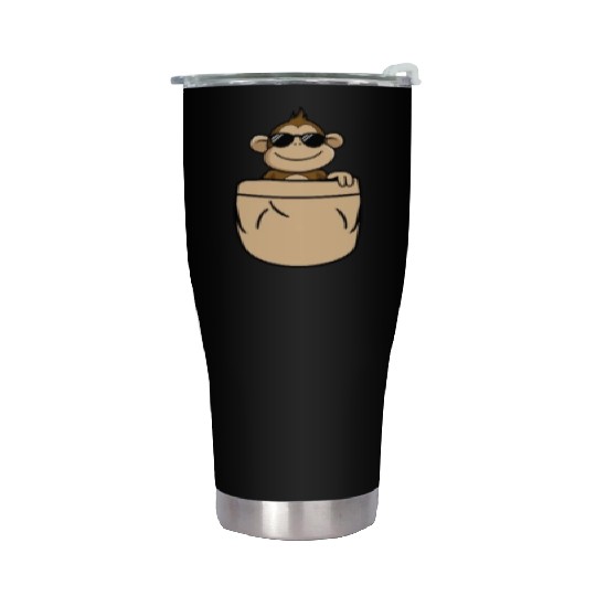 Monkey in Pocket Sunglasses Cute Stainless Steel Tumblers