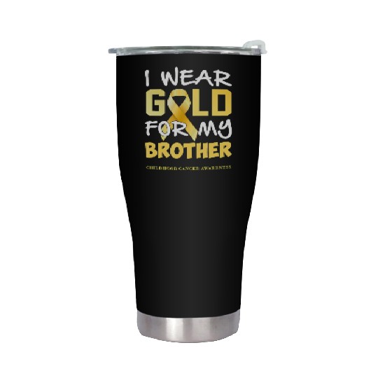 Childhood Cancer Awareness Gold For My Brother Stainless Steel Tumblers