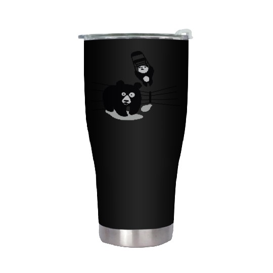 Panda vs Grizzly in wrestling ring. Kung fu Stainless Steel Tumblers
