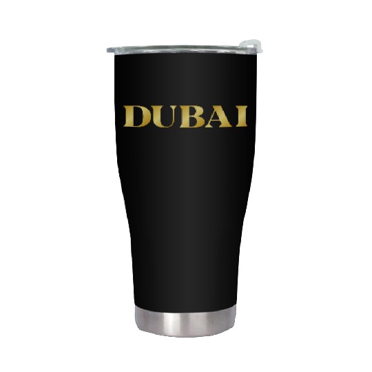 Modern Gold Glam Dubai City Typography Stainless Steel Tumblers