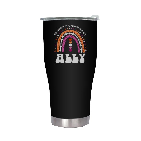 Ally Lesbian Pride Boho Rainbow Stainless Steel Tumblers