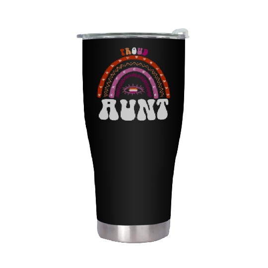 Lesbian Rainbow Proud Aunt Lesbian Stainless Steel Tumblers