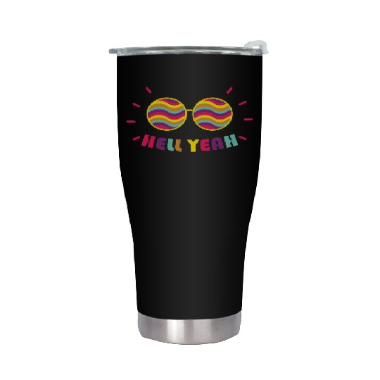 Pride Month - Hell Yeah - Rainbow Glasses Stainless Steel Tumblers