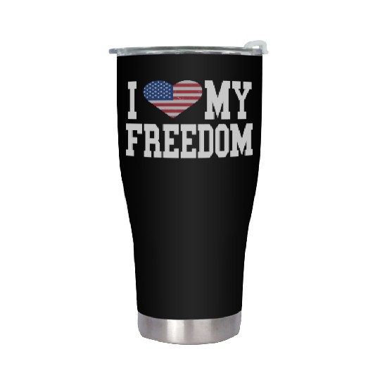 Patriotic American Flag I Heart Freedom, I Love Stainless Steel Tumblers