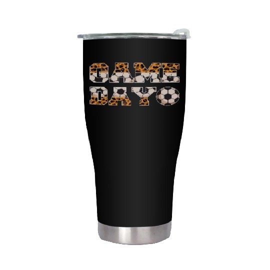 Leopard Soccer Game Day Sports Lover Stainless Steel Tumblers