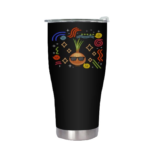 Onion Vegetable Stainless Steel Tumblers, Onion Wearing Sunglasses