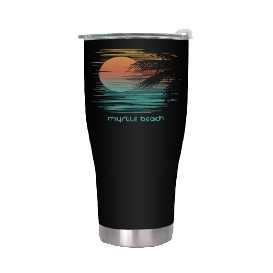 Artistic Myrtle Beach South Carolina Palm Tree Stainless Steel Tumblers