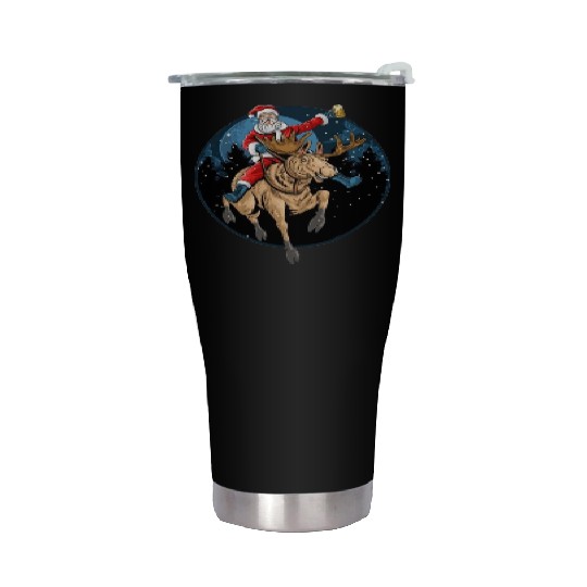 Santa Claus Ride Deer Stainless Steel Tumblers