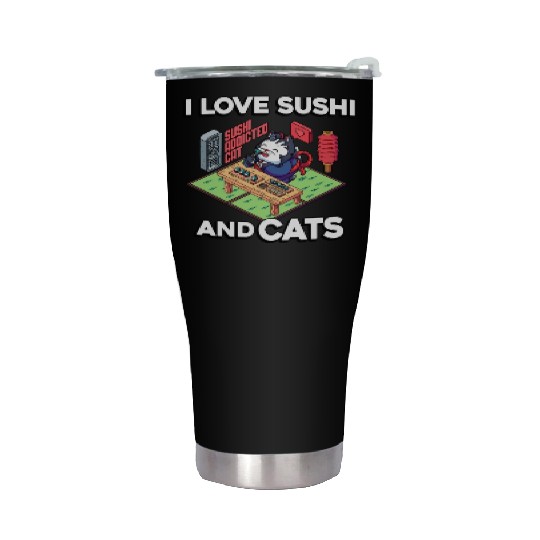 I Love Sushi And Cats, Sushi Lover, Japan, Stainless Steel Tumblers