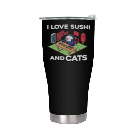 I Love Sushi And Cats, Sushi Lover, Japan, Stainless Steel Tumblers