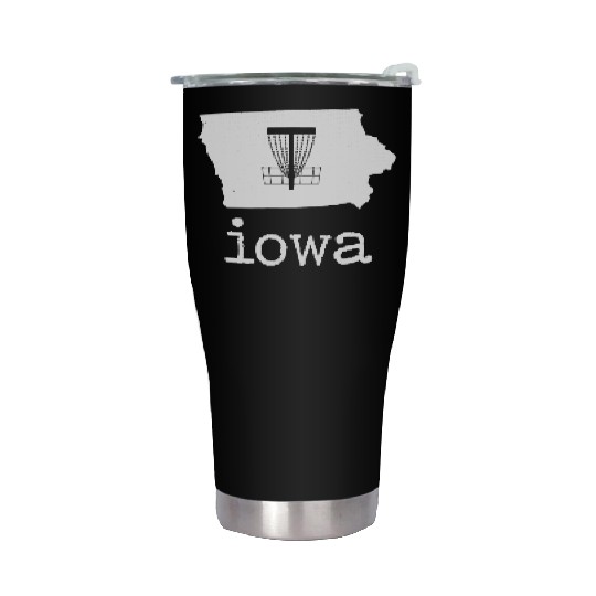State of Iowa Disc Golf Stainless Steel Tumblers Golfer Golfing
