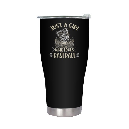 Girl Baseball Player Cute Baseball Lover Stainless Steel Tumblers