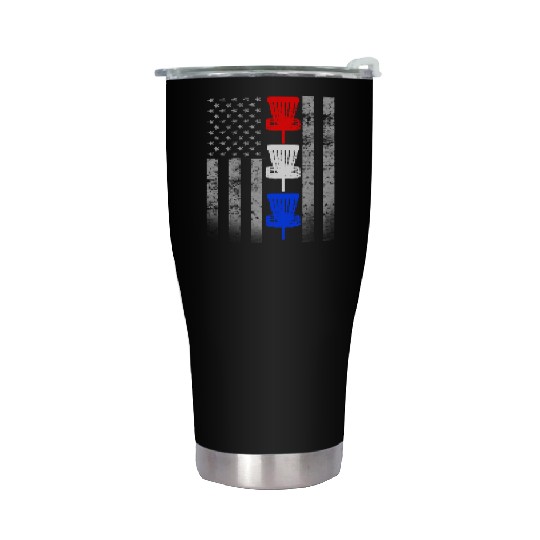 Red White and Blue Disc Golf Flag Stainless Steel Tumblers