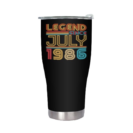 Birthday Greeting July 1986 Stainless Steel Tumblers