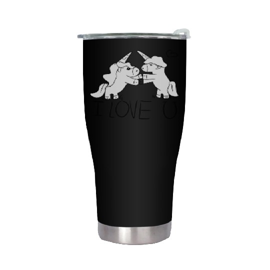 unicorn i love you couple Stainless Steel Tumblers