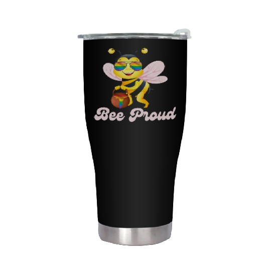 Proud Bee LGBTQ Pride Rainbow Flag Honey Stainless Steel Tumblers