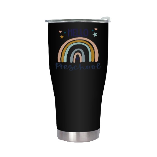 Kids Hello Preschool Retro Rainbow Teacher Toddler Stainless Steel Tumblers