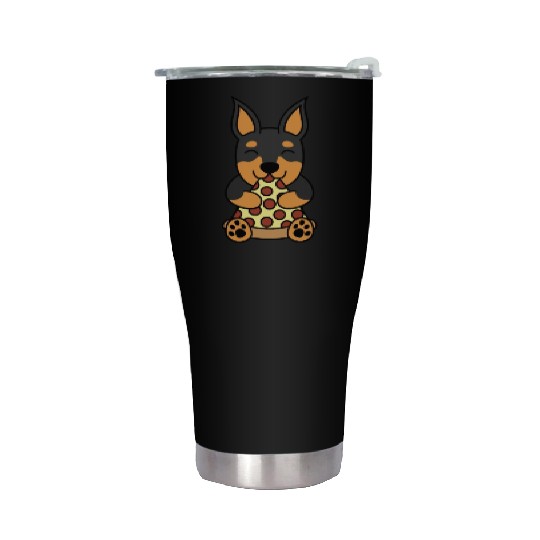 Miniature Pinscher Pizza Lover Stainless Steel Tumblers