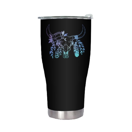 Longhorn Flowers Western Girls Women Stainless Steel Tumblers