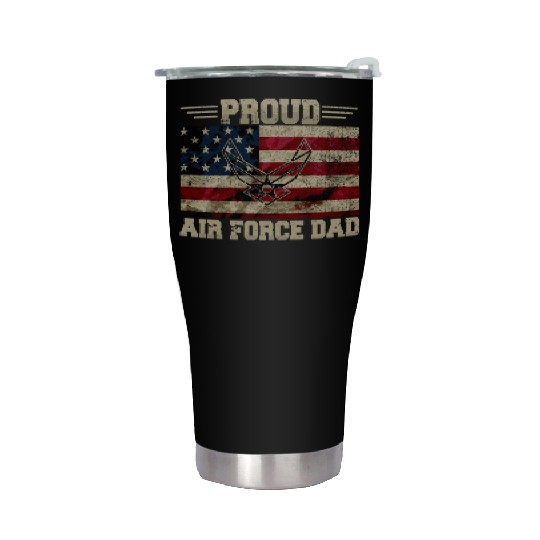 Proud Air Force Dad Veteran Us Flag Stainless Steel Tumblers