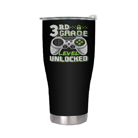 3rd Grade Level Unlocked Video Game Back to School Stainless Steel Tumblers