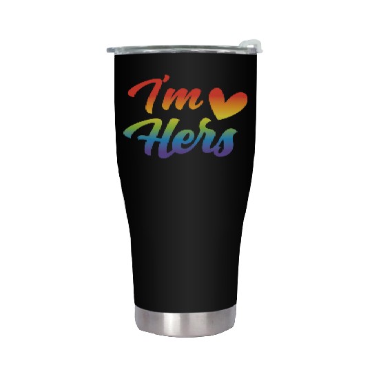 I'm Hers Funny Lgbt Couple Lesbian Gay Rainbow Stainless Steel Tumblers