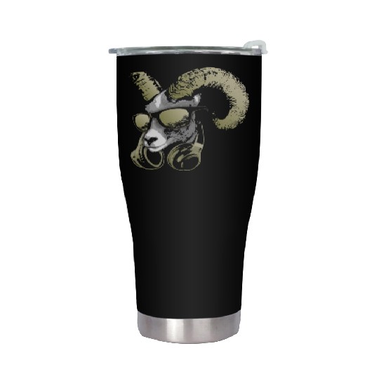 DJ Goat Bling Cool and Funny Music Animal with Stainless Steel Tumblers