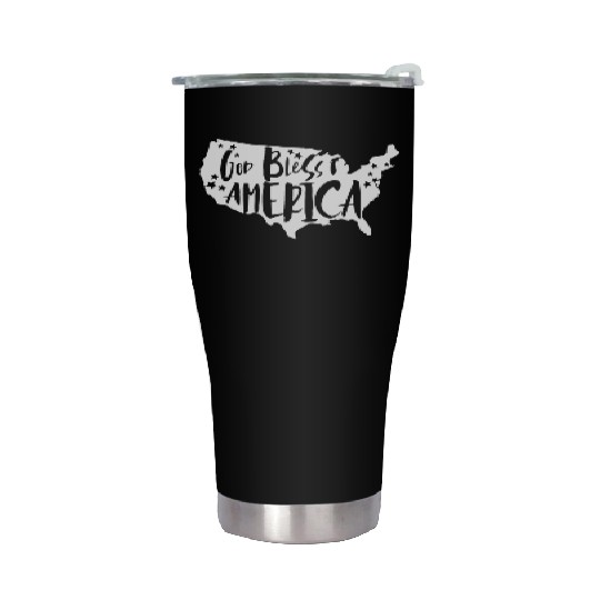 God Bless America USA Map Patriotic 4th of Julygod Stainless Steel Tumblers