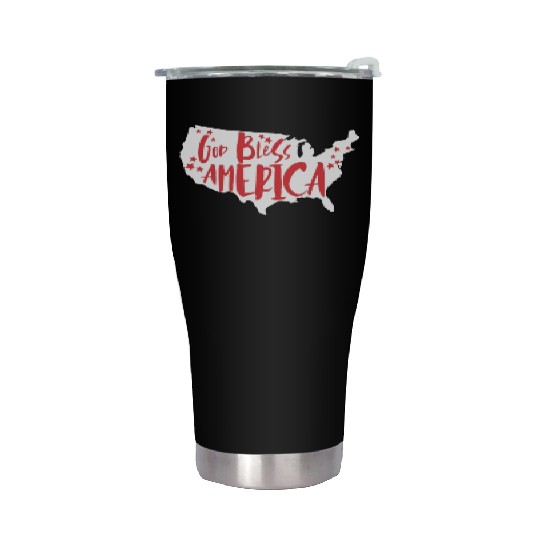 God Bless America USA Map Patriotic 4th of Julygod Stainless Steel Tumblers