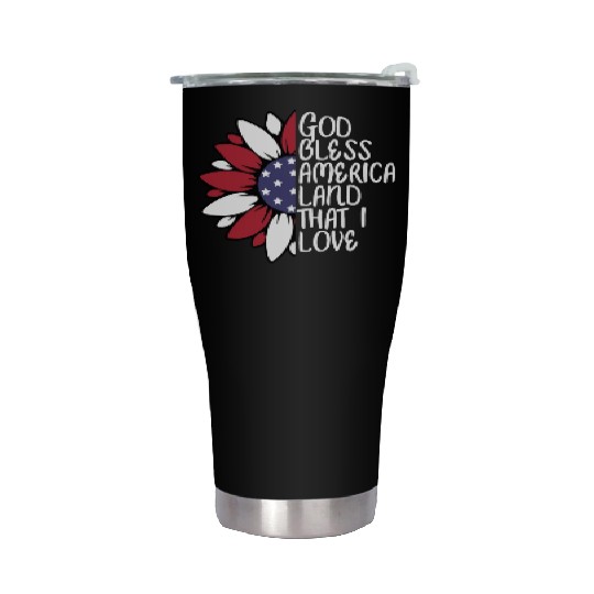 God Bless America Sunflower God Bless USA Stainless Steel Tumblers